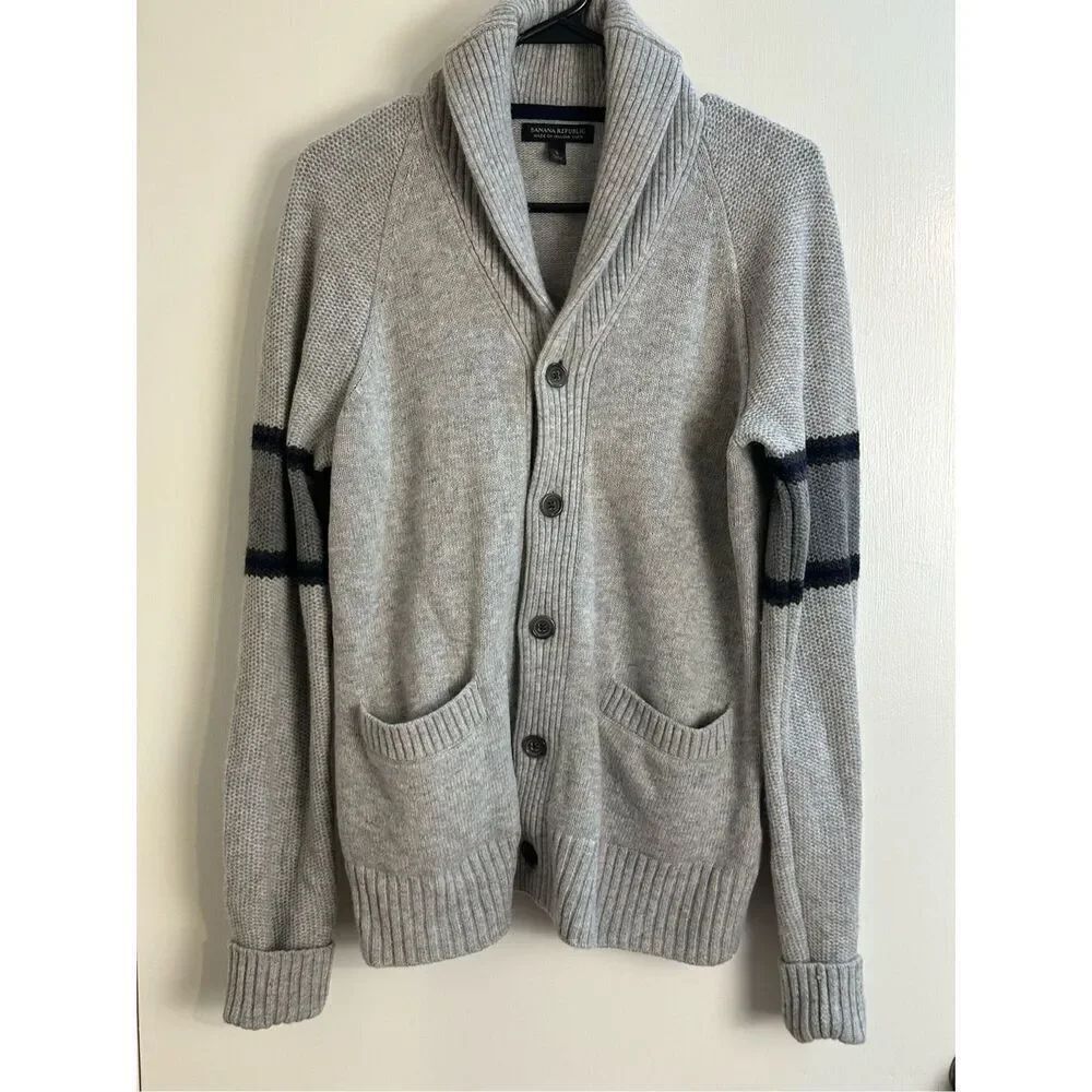 Banana Republic men's sz S gray WOOL sweater cardigan